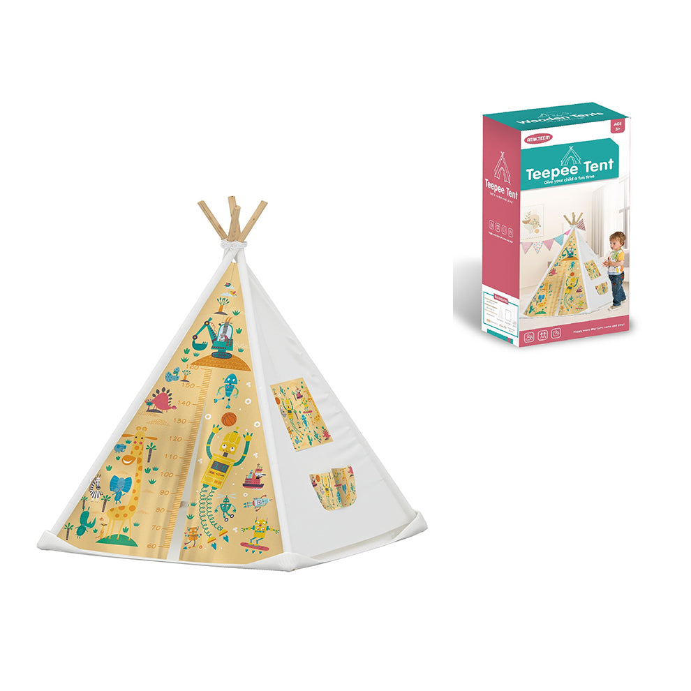 Tipi Enfant Thème Chouettes – 1,50 m, Tapis & Guirlande Lumineuse Inclus