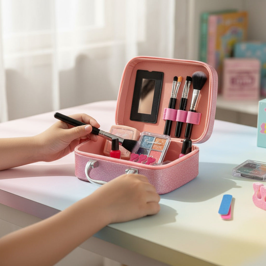 Mallette Maquillage Enfant Licorne – Kit Beauté Complet avec Vernis, Ombres et Pinceaux (Miroir Inclus)