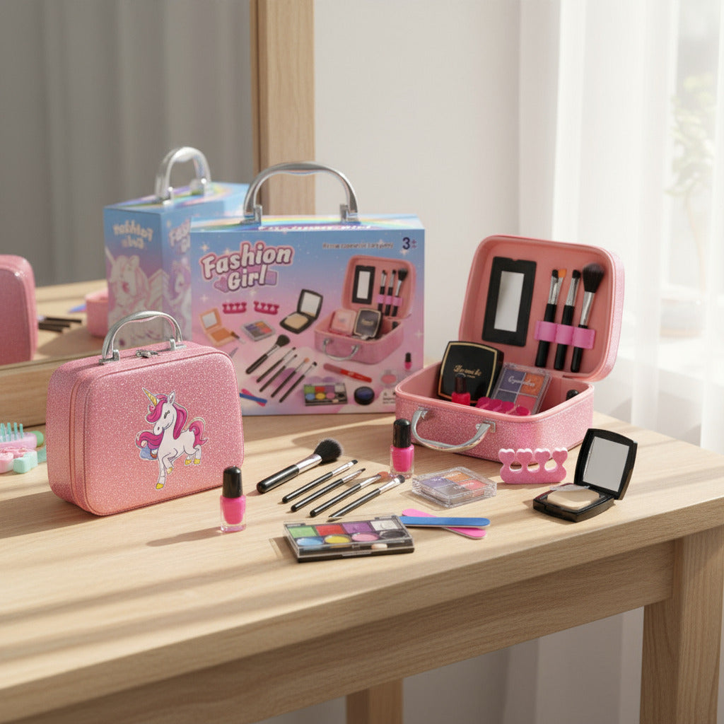 Mallette Maquillage Enfant Licorne – Kit Beauté Complet avec Vernis, Ombres et Pinceaux (Miroir Inclus)