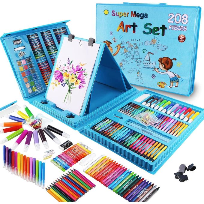 Valise d'Artiste "Super Mega Art Set" 208 Pièces – L'Atelier de Créativité Complet pour Enfant