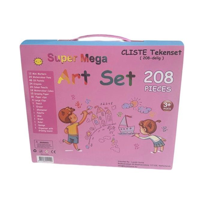 Valise d'Artiste "Super Mega Art Set" 208 Pièces – L'Atelier de Créativité Complet pour Enfant