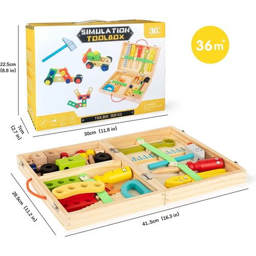 Coffret Outils en Bois 34 Pièces
