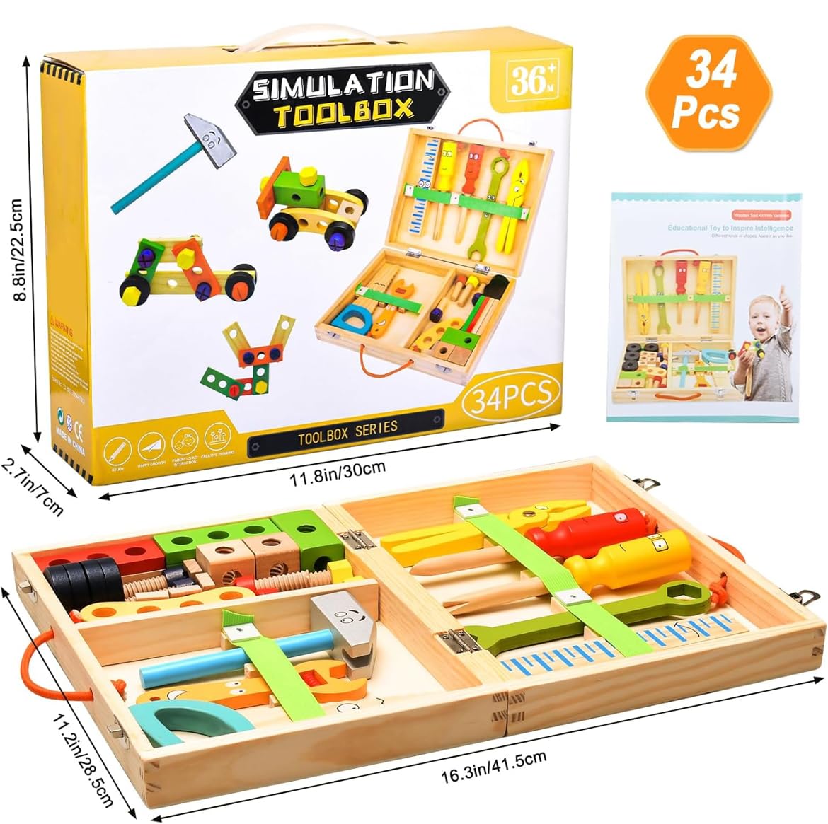 Coffret Outils en Bois 34 Pièces