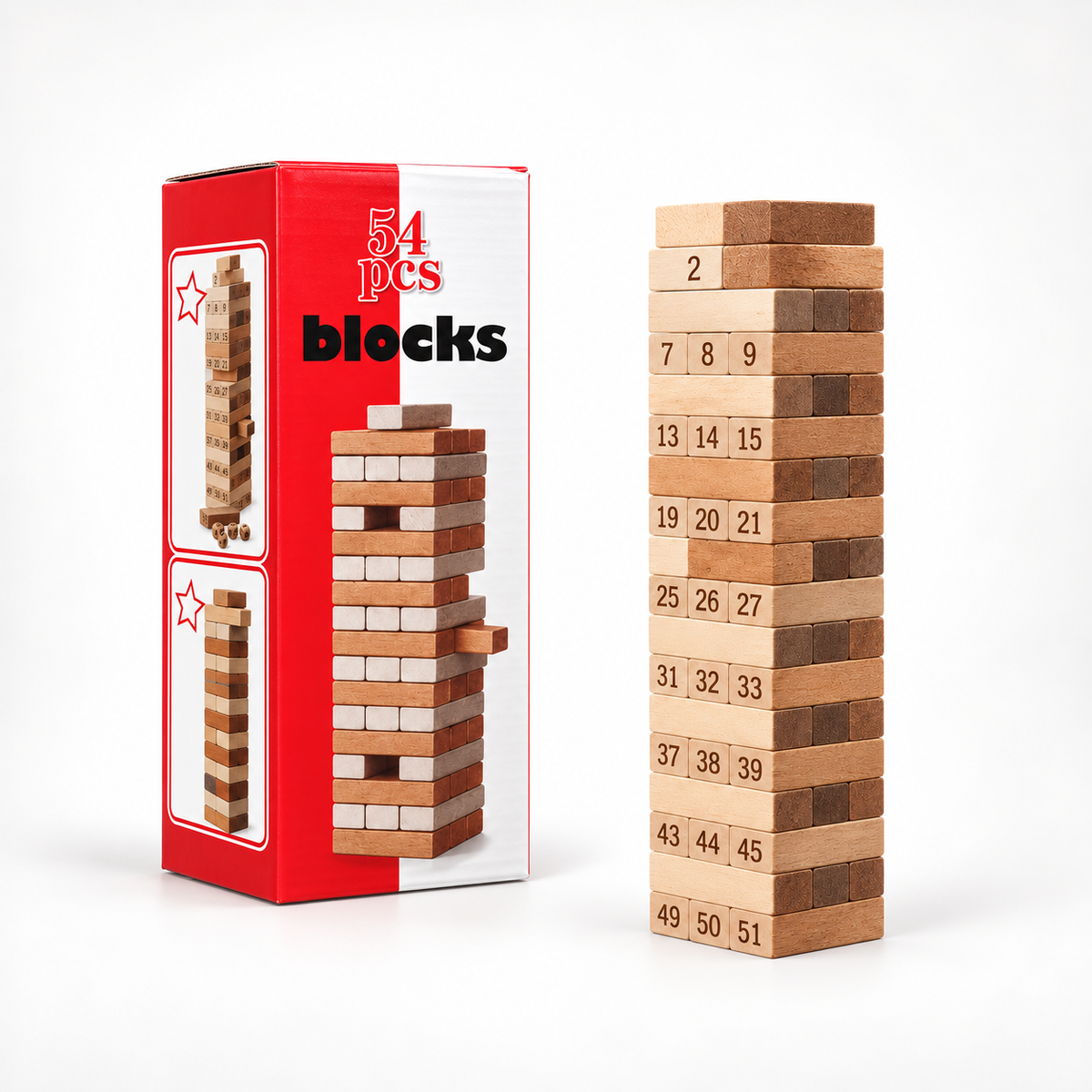 Tour d’Équilibre en Bois 54 Blocs