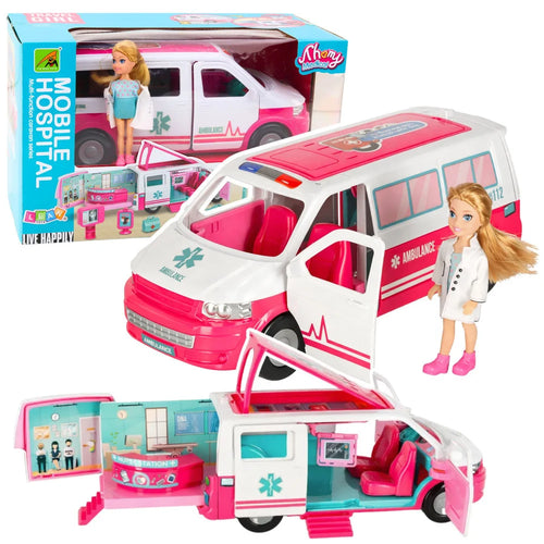 Ambulance Hôpital Mobile avec Poupée – 9 Pièces