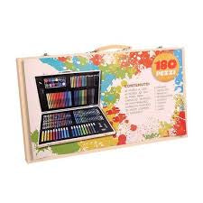 Mallette de Coloriage en Bois 180 Pièces – Coffret Artistique