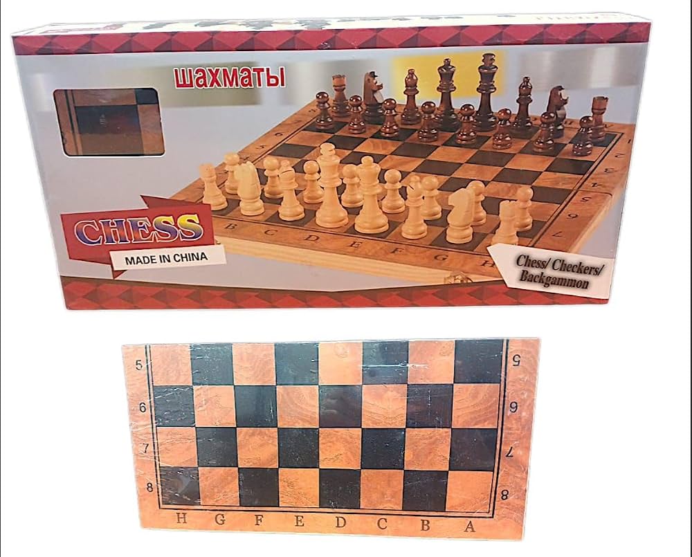 Jeu d'Échecs en Bois 3 en 1 – Échecs, Dames et Backgammon