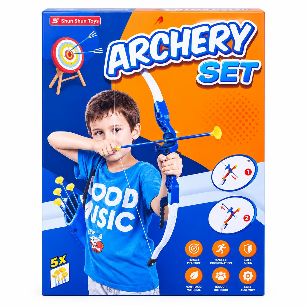 Set de Tir à l'Arc Enfant avec 5 Flèches et Cible dès 3 Ans