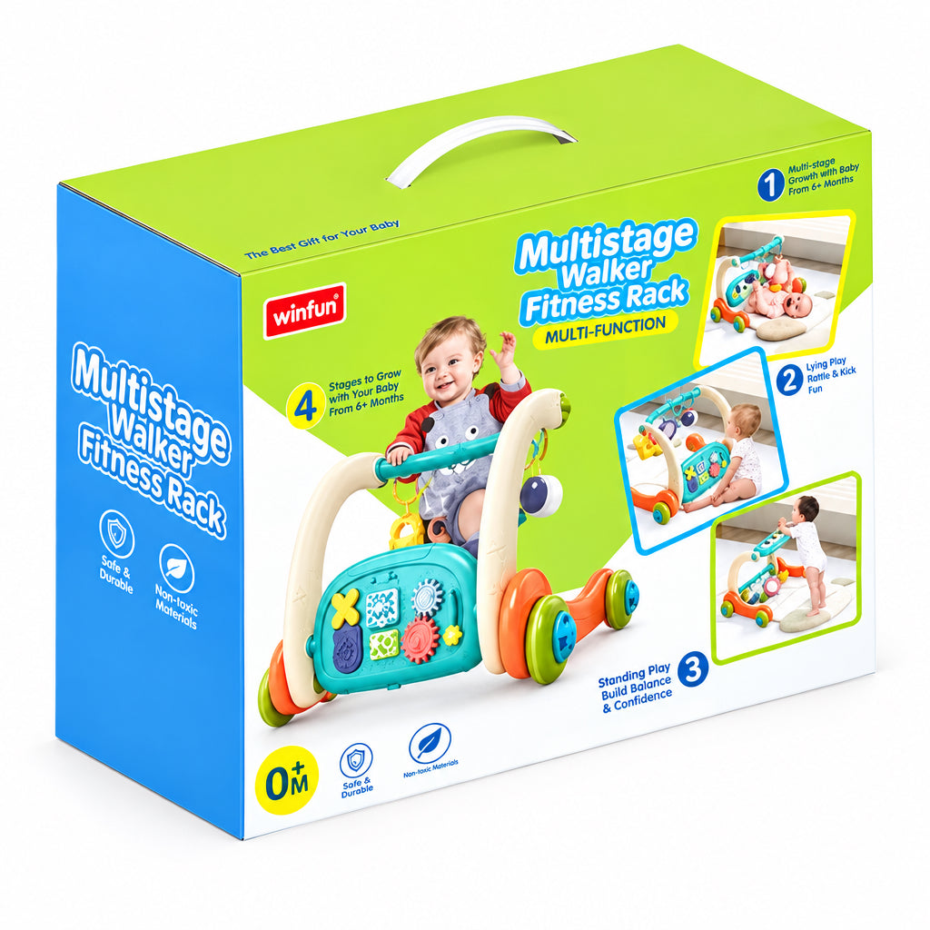 Trotteur Évolutif 4 en 1 – Portique d'Éveil Bébé dès la Naissance