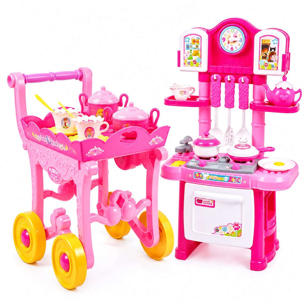Cuisine Enfant 49 Pièces avec Chariot à Thé – Sons et Lumières