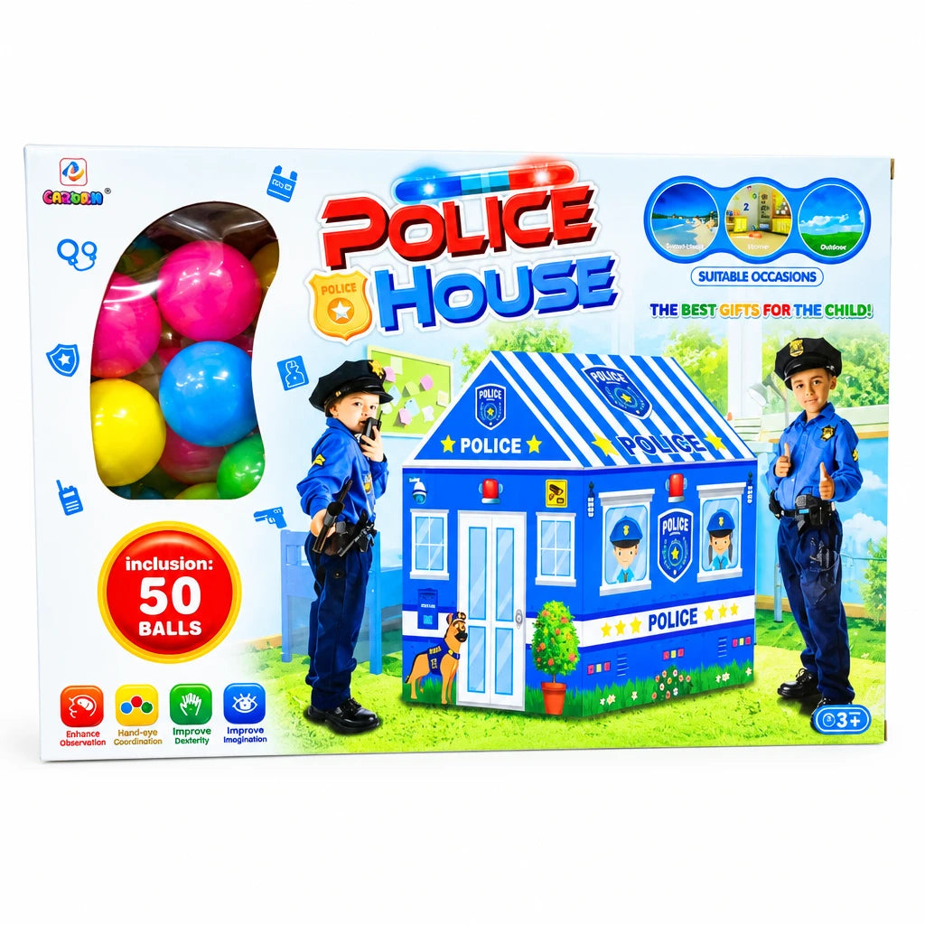 Tente de Jeu Maison de Police avec 50 Balles pour Enfant