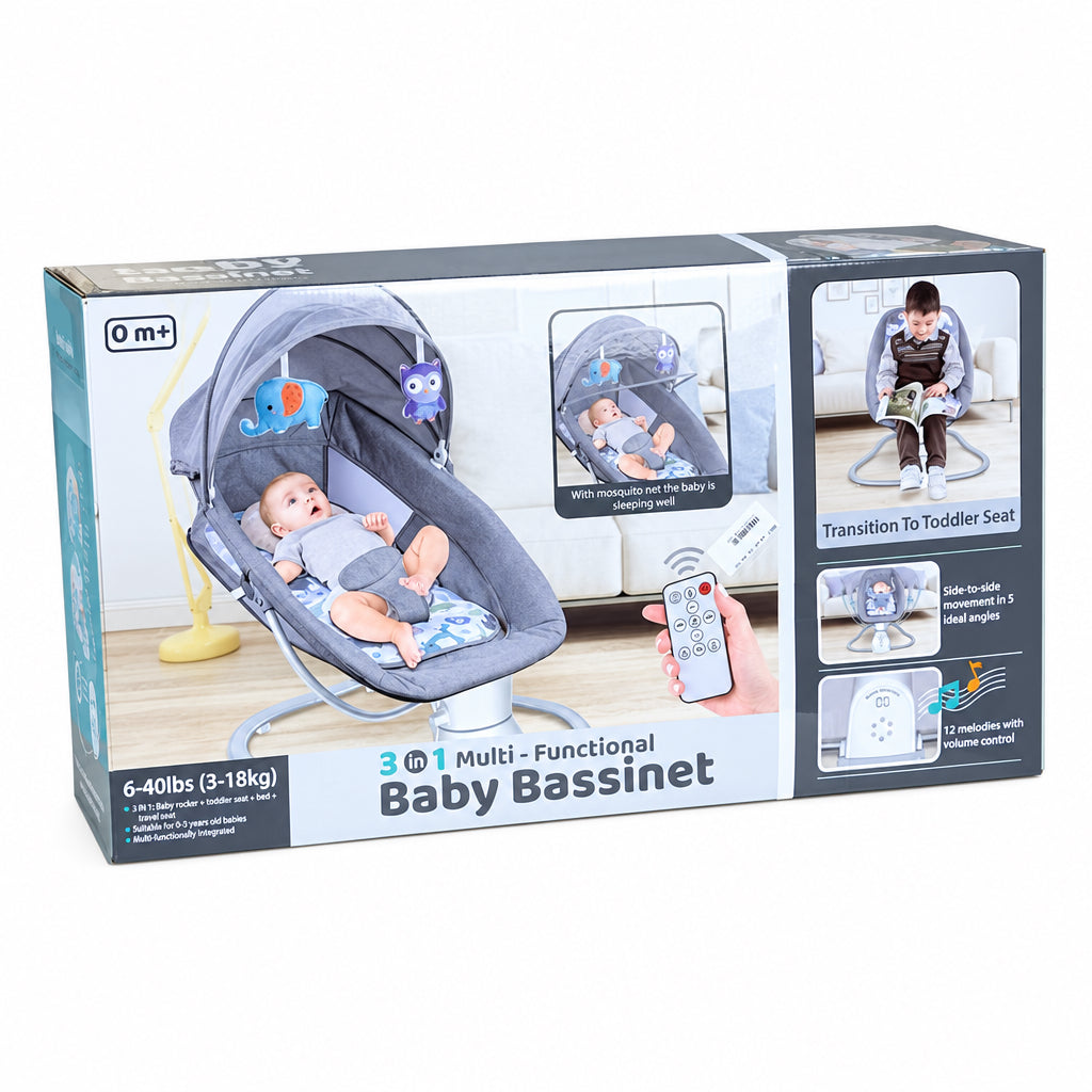 Transat Balancelle Bébé 3 en 1 – Télécommande et 12 Mélodies