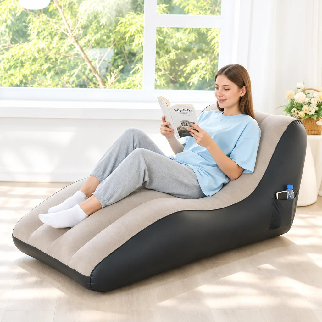 Fauteuil Gonflable Lounge Flocked 155 cm – Assise Confort Intérieur
