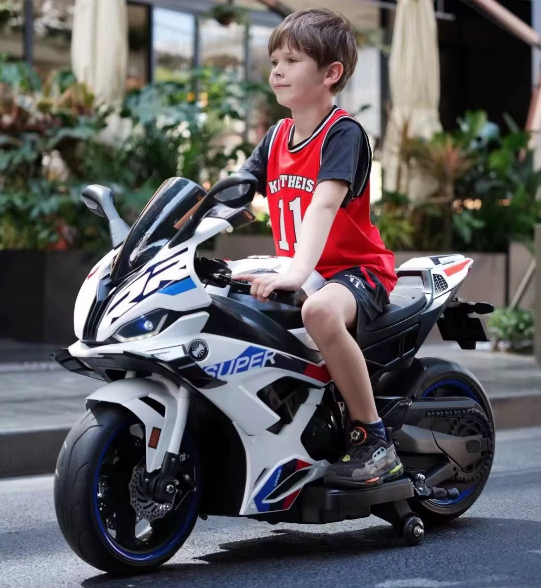 Moto Électrique Sportive S1000rr pour Enfant -  12V - Blanc