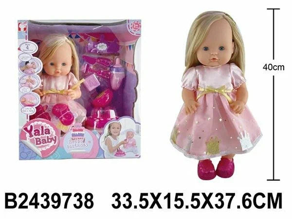 Poupée Yala Baby Anniversaire avec Gâteau et Accessoires 40 cm – Dès 3 Ans