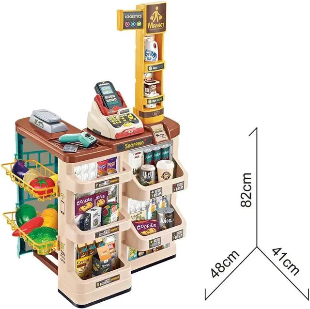 Supermarché Jouet avec Caisse – 48 Pièces