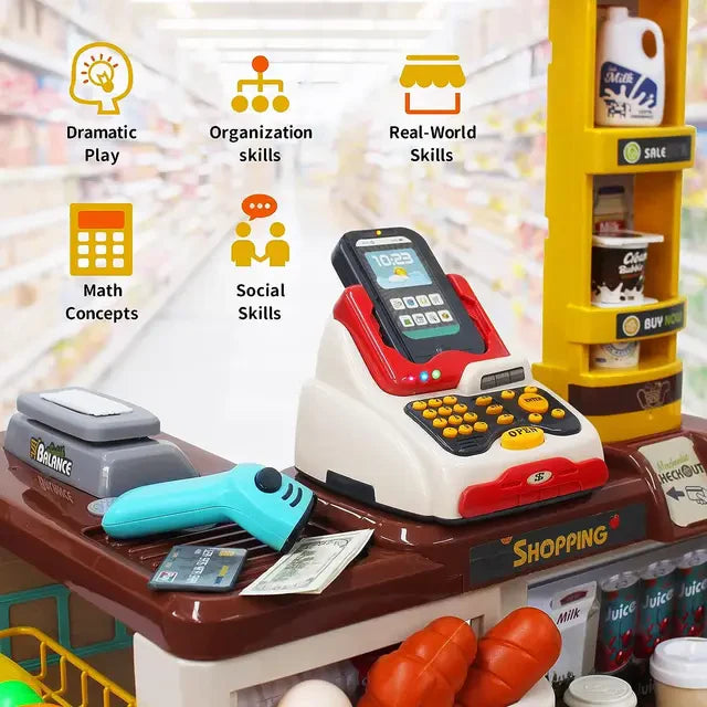 Supermarché Jouet avec Caisse – 48 Pièces