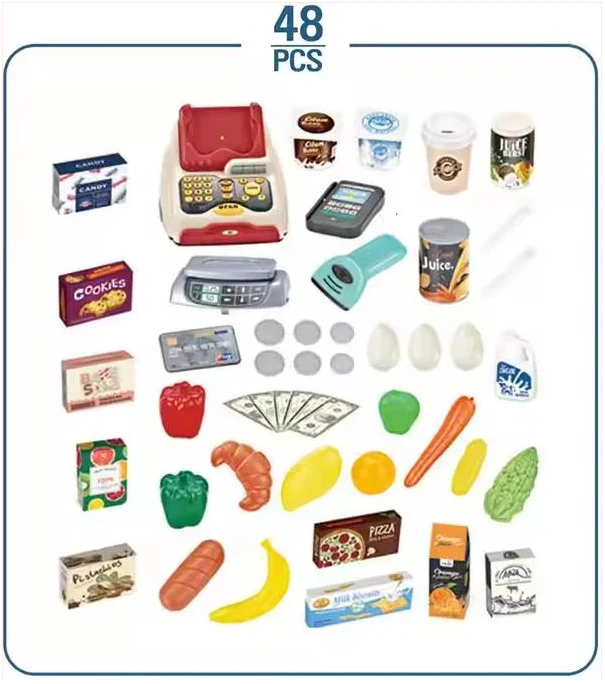 Supermarché Jouet avec Caisse – 48 Pièces