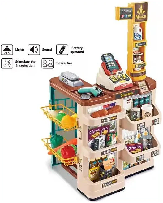 Supermarché Jouet avec Caisse – 48 Pièces