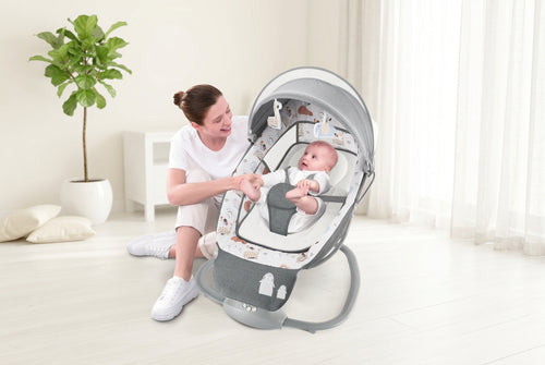 Berceau Balancelle Mastela 3 en 1 Deluxe Girafe – 5 Angles, 15 Mélodies, Bluetooth