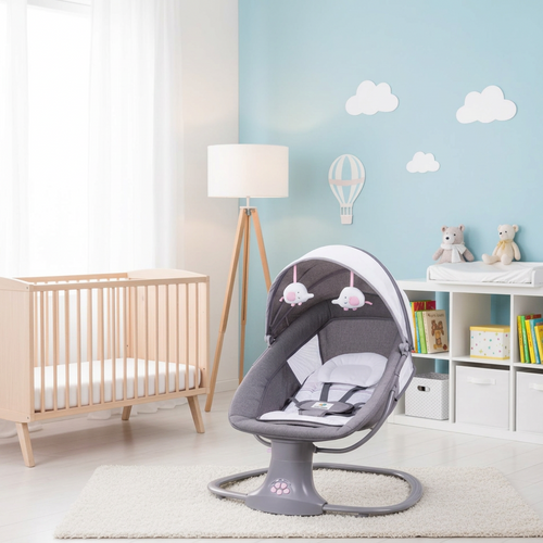 Berceau Balancelle Mastela 3 en 1 Deluxe Gris Clair – 5 Angles, 15 Mélodies