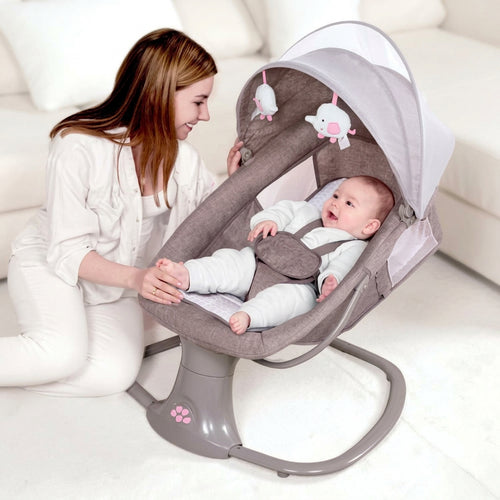 Berceau Balancelle Mastela 3 en 1 Deluxe Gris Fermé – 5 Angles, 15 Mélodies