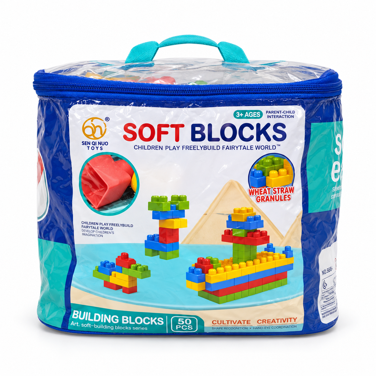 Blocs de Construction Souples 50 Pièces – Sac à Poignée dès 3 Ans