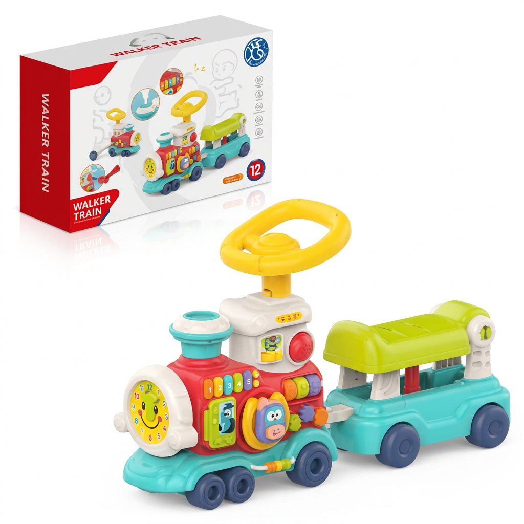 Porteur Trotteur Train Huanger – Wagon Détachable, Piano et Sons dès 12 Mois