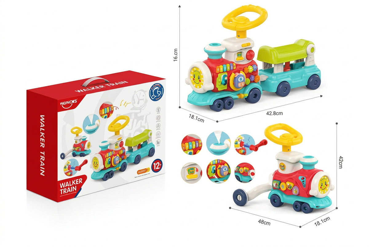 Porteur Trotteur Train Huanger – Wagon Détachable, Piano et Sons dès 12 Mois