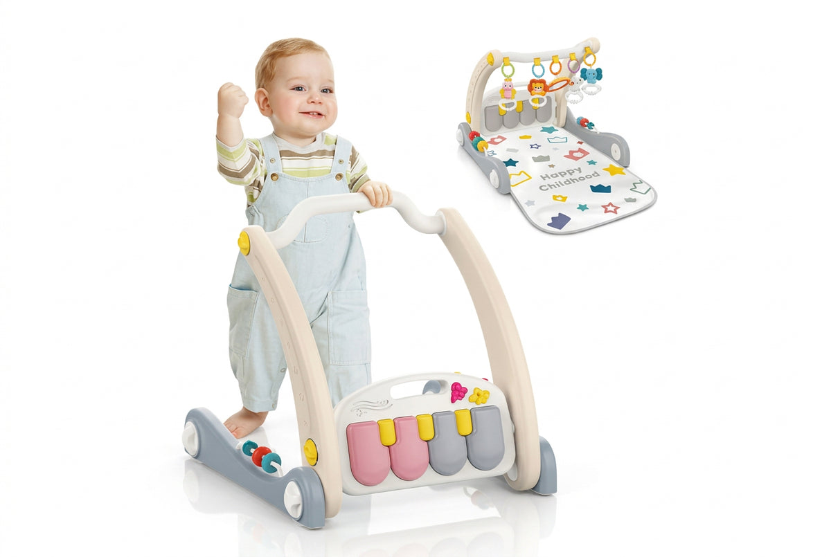 Tapis d'Éveil Piano et Trotteur 2 en 1 Gris – dès la Naissance