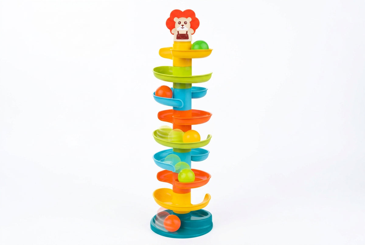 Tour à Billes Roll Ball Lion 16 Pièces – Toboggan en Spirale dès 18 Mois