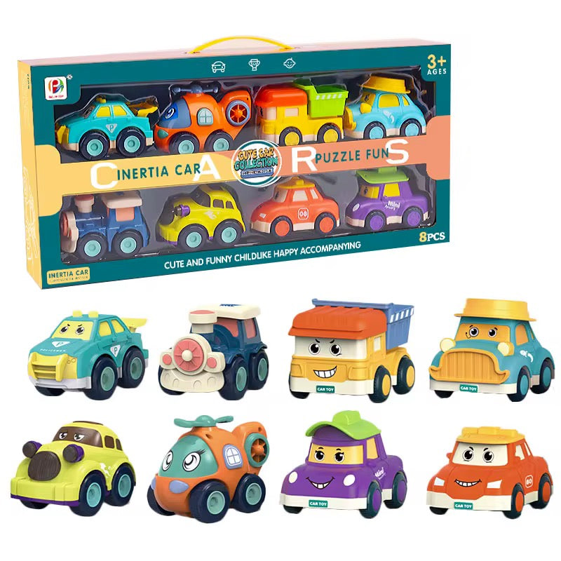 Coffret de 8 Petites Voitures Colorées – Collection "Cute Cars" pour Tout-Petits