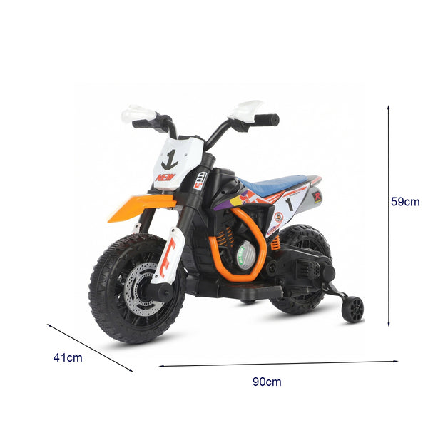 🏍️ Moto Électrique Enfant 12V – Style Cross avec Pneus en Caoutchouc & Roues Stabilisatrices - Rouge