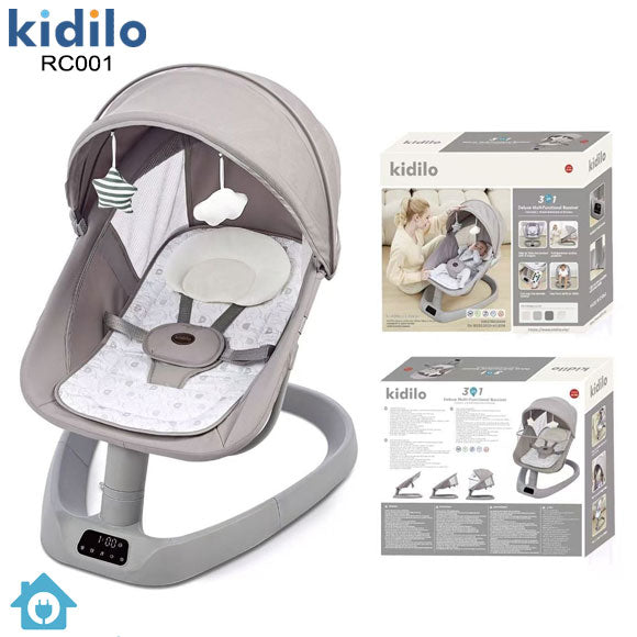 Transat Balancelle Électrique Kidilo 3 en 1 – Télécommande et Moustiquaire
