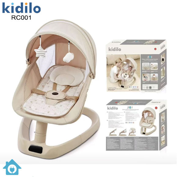 Transat Balancelle Électrique Kidilo 3 en 1 – Télécommande et Moustiquaire
