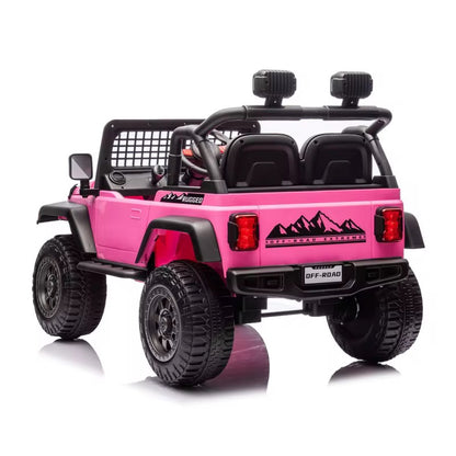 Voiture Électrique Tout-Terrain UTV pour Enfants 12V - Rose