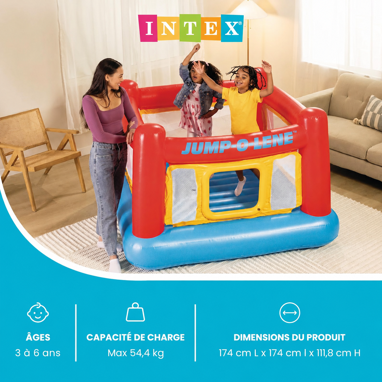 Château Gonflable Intex Jump-O-Lene – Aire de Rebond Enfant 3-6 Ans