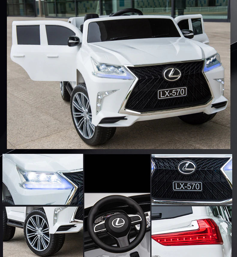 Voiture Électrique Lexus LX570 pour Enfant – 12V, 2 Places, 4x4, Télécommande - Blanc