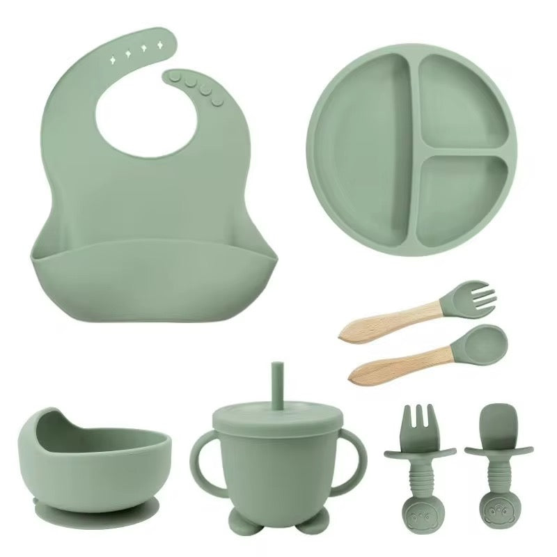 Set de Vaisselle en Silicone pour Bébé – Coffret Repas 8 Pièces