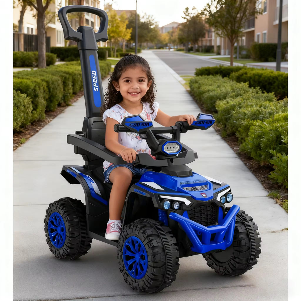 Voiture Porteur Électrique 4 Roues avec Poignée Parentale – Bébé 1 à 4 Ans – EVA – Magijouets