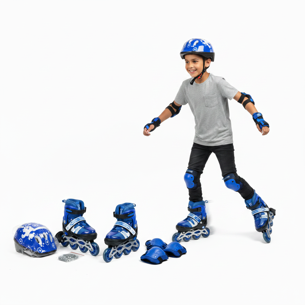Patins à Roulettes Enfants Réglables + Kit de Protection – Réversible