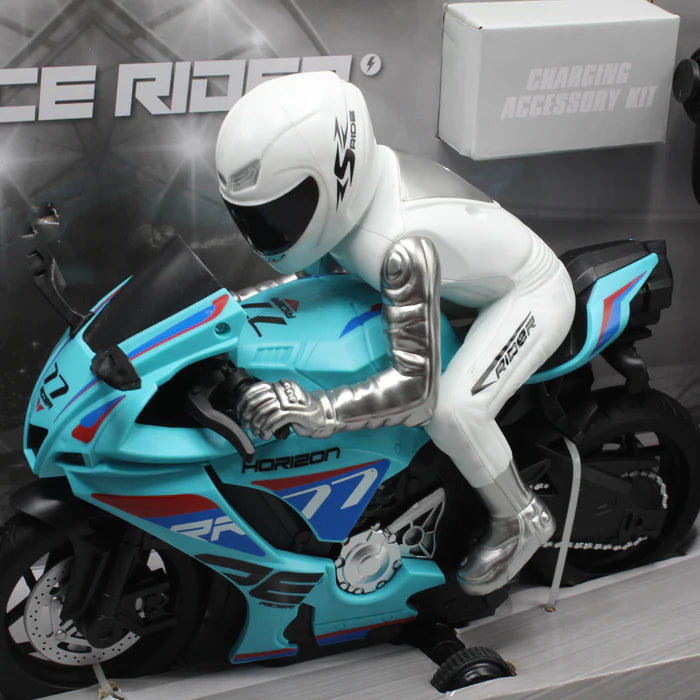 « Ace Rider » est une moto radiocommandée à l'échelle 1/8 dotée d'une fréquence de contrôle de 2,4 GHz.
