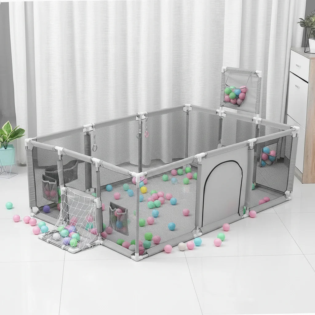 Parc de Jeu Bébé Spacieux et Sécurisé 182×122×64 cm + 20 Balles