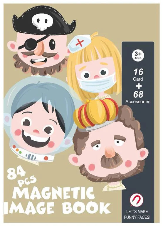 Livre Magnétique Funny Faces 84 Pièces – 16 Cartes et 68 Accessoires dès 3 Ans