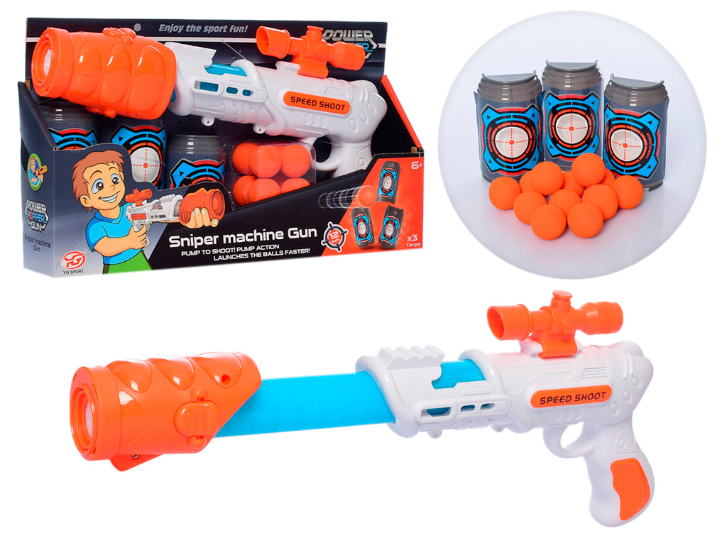 Fusil à Pompe "Power Popper" – Lanceur de Balles en Mousse (Kit de Tir avec 3 Cibles)
