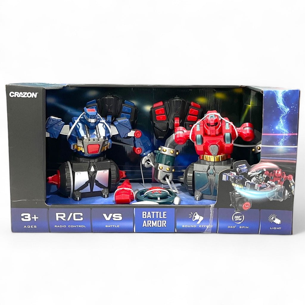 Lot de 2 robots de combat Crazon, rouge et bleu