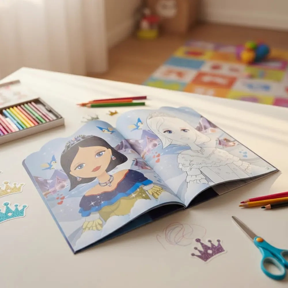 Livre Créatif Royaume des Princesses – Coller et Colorier