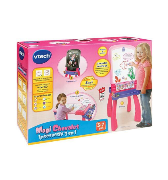 TABLEAU MAGI CHEVALET INTERACTIF 3 EN 1 ROSE – VTECH