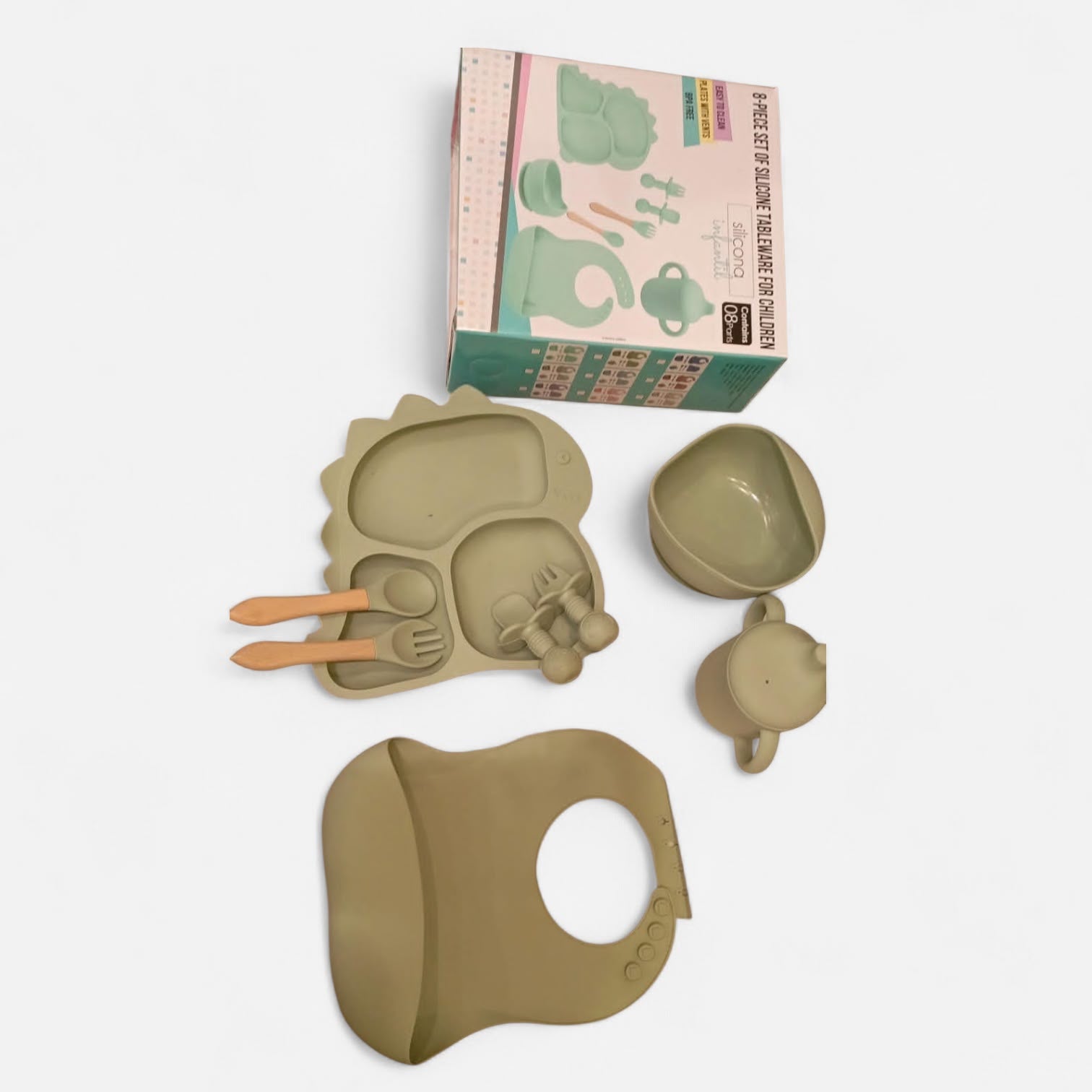 Set de Vaisselle en Silicone pour Bébé – Coffret Repas 8 Pièces