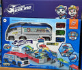 Le circuit de course de parking de HengHuo Toys (modèle MH2103) comprend un camion transporteur sur le thème des chiens et un circuit de course en spirale.